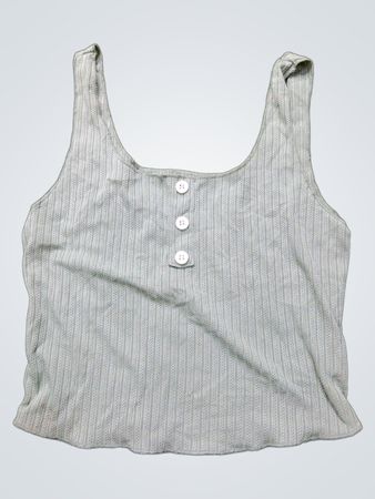 Graues geripptes Tanktop mit Knöpfen