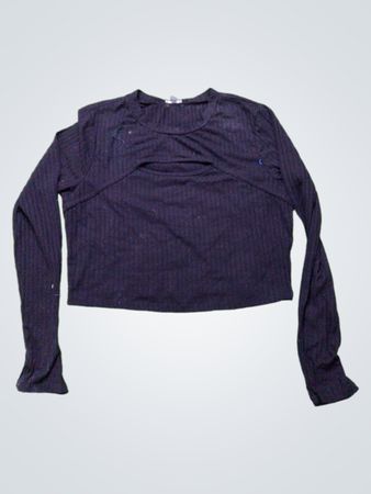 Lily Rose Black Ribbed Cutout Langarm Cropped Top