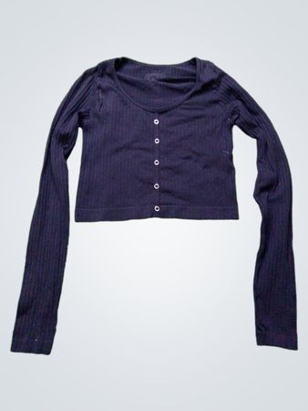 Schwarzer gerippter Cropped Cardigan
