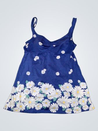Blaues Gänseblümchen-Muster Schwimdress