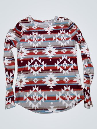 NO BOUNDARIES Langarm-Geometrischer Druck Oberteil