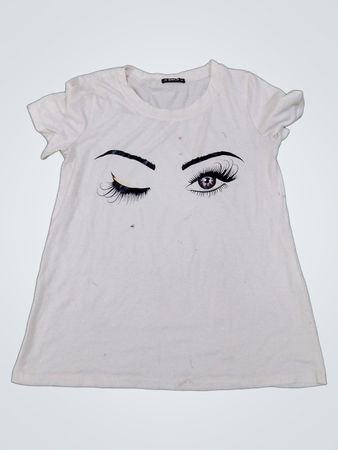 SHEILAY Weißes T-Shirt mit Augengrafik