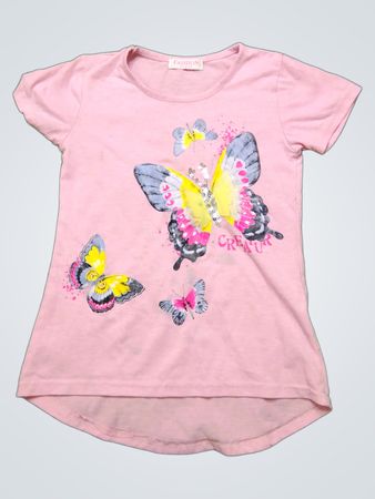 Rosa T-Shirt mit Schmetterlingsdruck