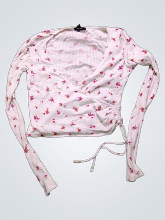 Forever 21 Floral Ribbed Wrap Crop Top