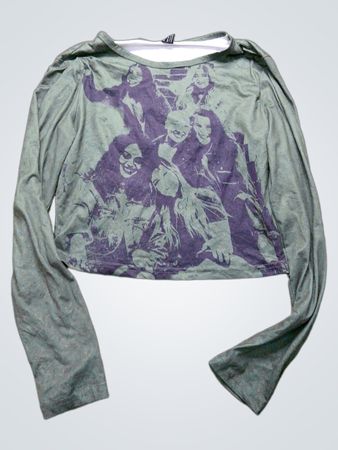 Langärmliges Grafik-Crop-Top