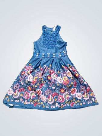 BEAUTEES Mädchen Blau Blumen Kleid