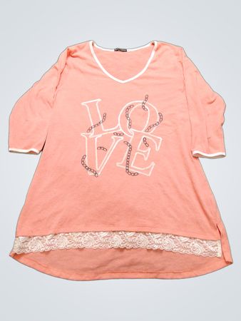 Zensiertes "Love" Grafik-T-Shirt mit Spitzendetails