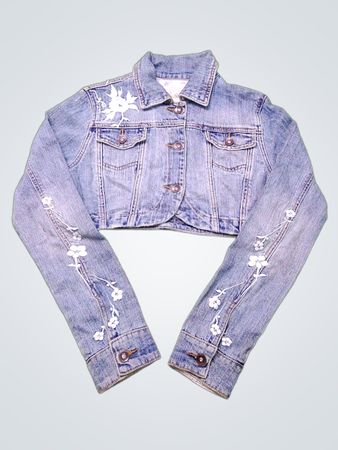 Jeansjacke mit floralem Stickerei