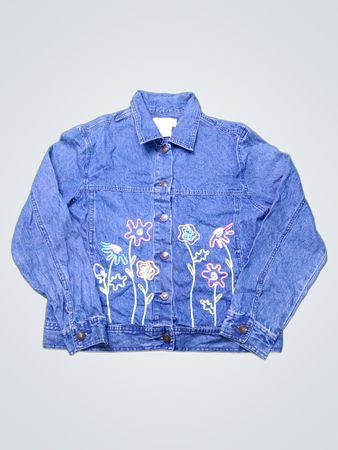Mandal Bay Damen Jeansjacke mit gestickten Blumen