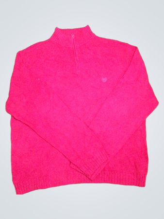 Chaps Rot Viertelverschluss Strickpullover