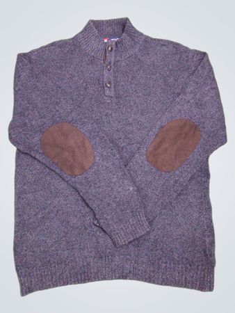 Chaps Mock Neck Sweater mit Ellenbogenflicken