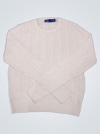 Suéter de Tricô com Corda Creme Polo by Ralph Lauren