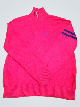 Polo by Ralph Lauren Rot 1/4 Zip Pullover mit blauen Streifen