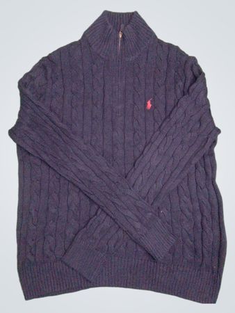 Pull-over à col montant zippé quart Polo Ralph Lauren en maille torsadée