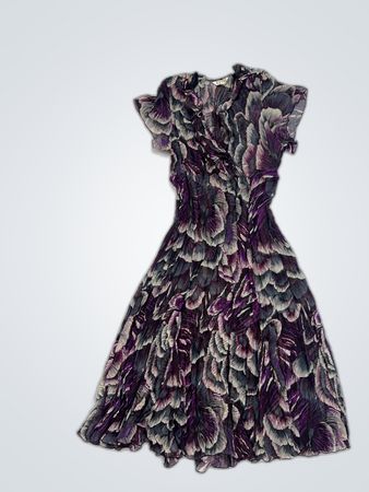 Fusions East Purple Floral Wrap Dress