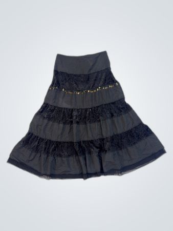 Ju Brooklyn Black Tiered Lace Mini Skirt