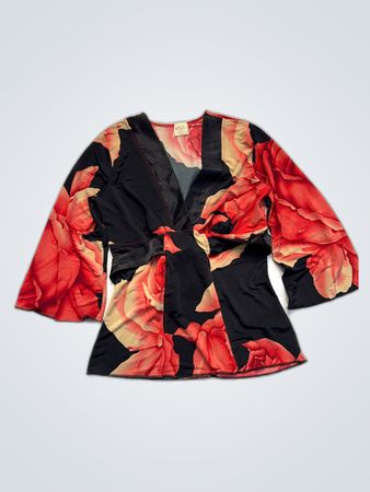 Printed Floral Wrap Blouse