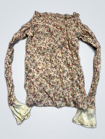 Printed Off-Shoulder Long Sleeve Blouse