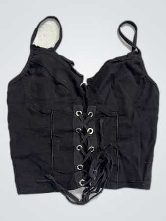 Black Lace-Up Corset Top