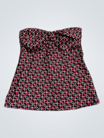 Le Chateau Black Red Geometric Strapless Top
