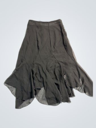 Black Sheer Ruffled Midi Skirt