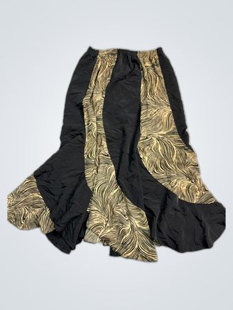 Black and Gold Wavy Print Maxi Skirt