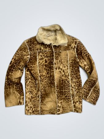 LES FANS Faux Fur Leopard Print Jacket