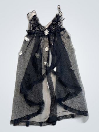 Unbranded Sheer Black Floral Slip Dress