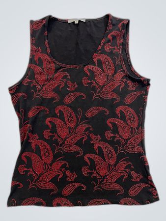 Guess Red Paisley Sequined Sleeveless Top