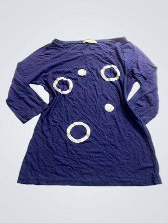 Blue Long-Sleeve Shirt with White Circles
