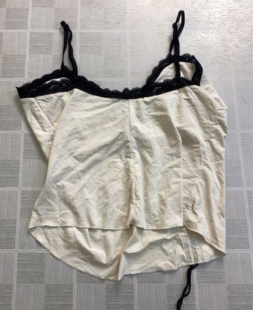 Women's White Camisole with Black Lace Trim