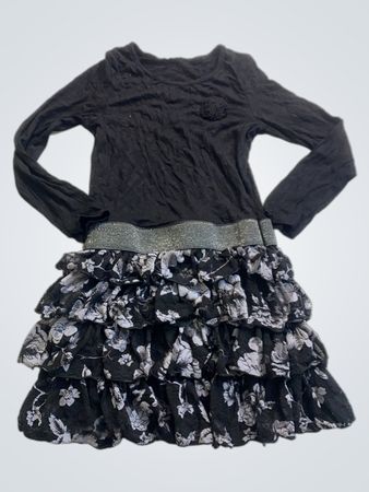 Black Long Sleeve Top with Floral Skirt