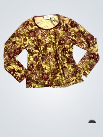 Liz Claiborne Floral Velvet Long-Sleeve Blouse
