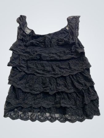 Black Lace Ruffled Top