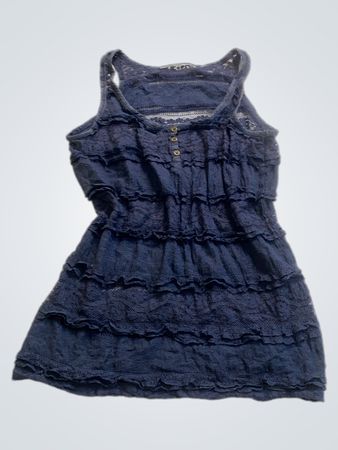 Blue Ruffled Sleeveless Dress
