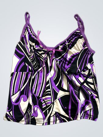 Purple Black and White Top