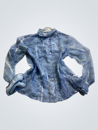 Blue Long-Sleeve Shirt with White Stripes