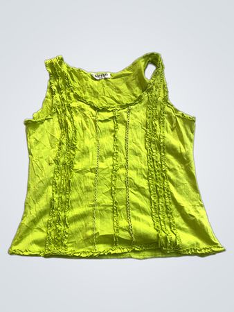 ZOTENO Lime Green Ruffled Tank Top