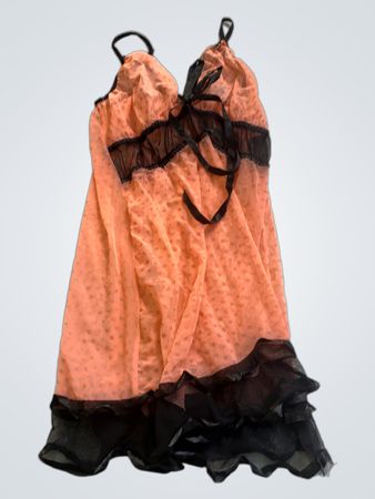 Peach-colored Nightgown with Black Trim