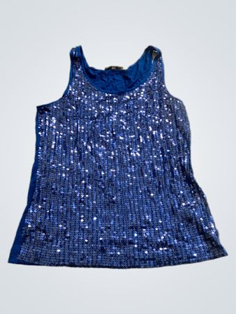 Manoukian Blue Sequined Tank Top