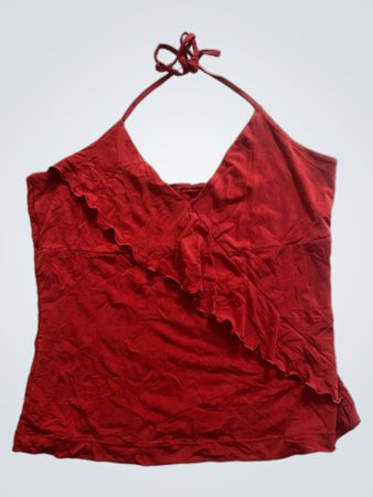 Red Ruffle Halter Top