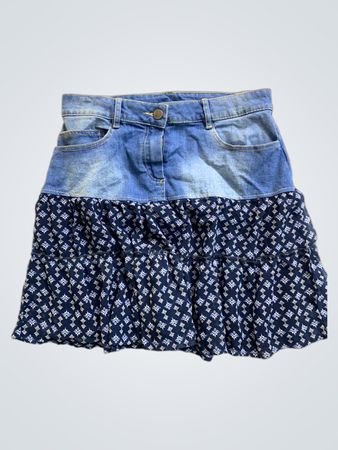 Denim and Floral Skirt