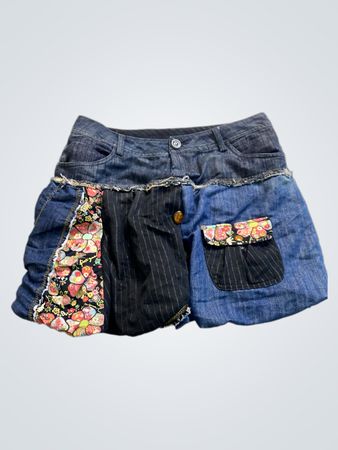 Patchwork Denim Skirt