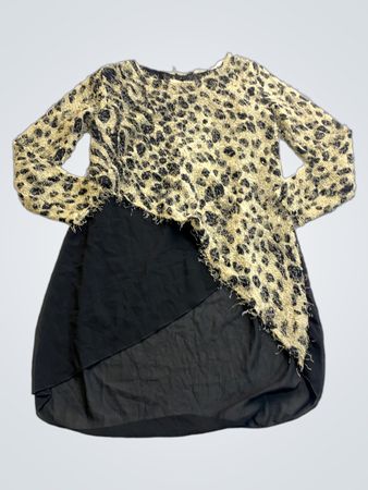 Leopard Print Top with Black Skirt