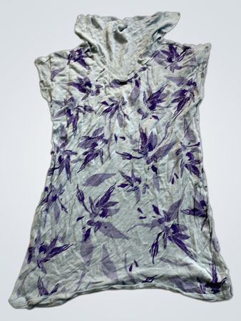 Gray and Purple Floral Sleeveless Top