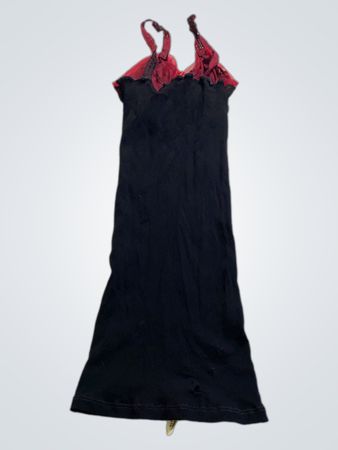 Black Dress with Red and Black Lace Details
