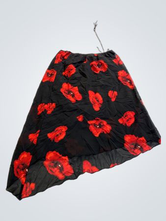 Black Floral Print Chiffon Skirt