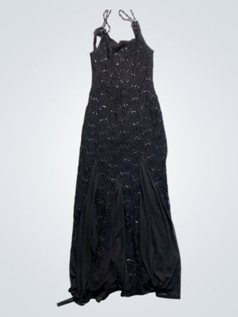 Black Sequined Evening Dress