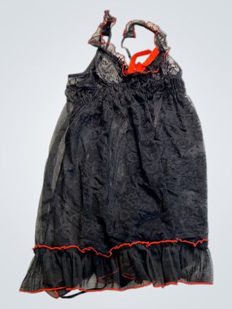Black Lace Chemise with Red Trim
