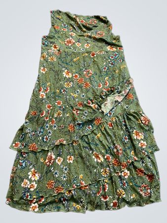 Floral Ruffled Sleeveless Midi Dress